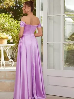 Bridesmaid Dresses Polyester A-Line Floor-Length Formal Gowns Party Dress