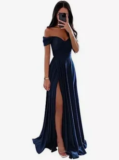 Bridesmaid Dresses Polyester A-Line Floor-Length Formal Gowns Party Dress