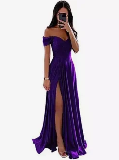 Bridesmaid Dresses Polyester A-Line Floor-Length Formal Gowns Party Dress