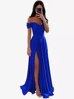 Bridesmaid Dresses Polyester A-Line Floor-Length Formal Gowns Party Dress