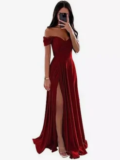 Bridesmaid Dresses Polyester A-Line Floor-Length Formal Gowns Party Dress