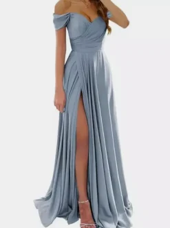 Bridesmaid Dresses Polyester A-Line Floor-Length Formal Gowns Party Dress