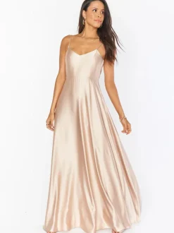 Bridesmaid Dresses Satin Fabric A-Line Floor-Length Prom Dress
