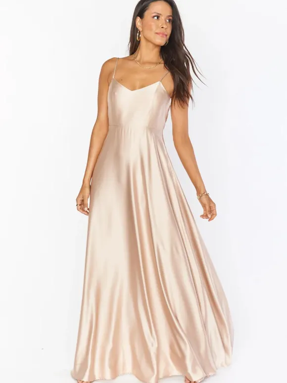 Bridesmaid Dresses Satin Fabric A-Line Floor-Length Prom Dress