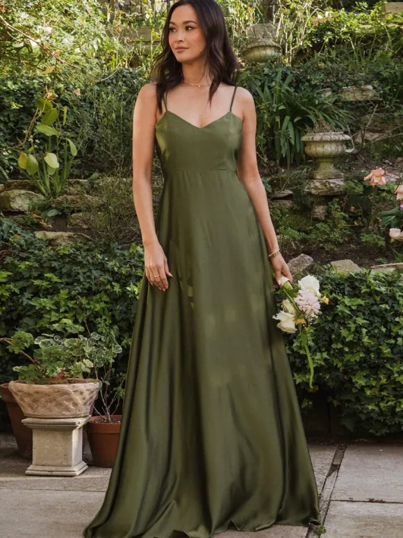Bridesmaid Dresses Satin Fabric A-Line Floor-Length Prom Dress