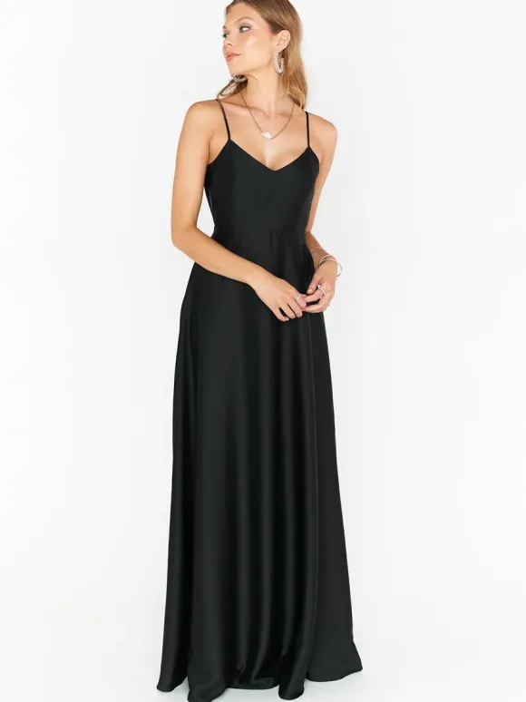 Bridesmaid Dresses Satin Fabric A-Line Floor-Length Prom Dress