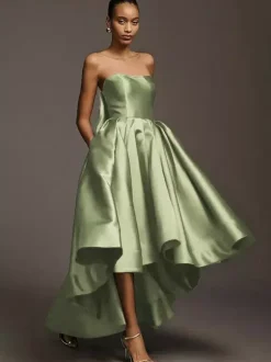 Bridesmaid Dresses Satin Fabric A-Line Floor-Length Wedding Party Dress