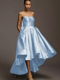 Bridesmaid Dresses Satin Fabric A-Line Floor-Length Wedding Party Dress
