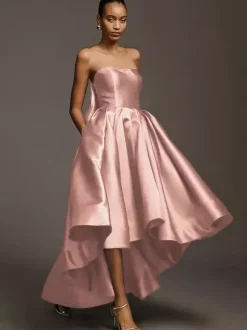Bridesmaid Dresses Satin Fabric A-Line Floor-Length Wedding Party Dress