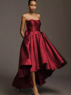 Bridesmaid Dresses Satin Fabric A-Line Floor-Length Wedding Party Dress