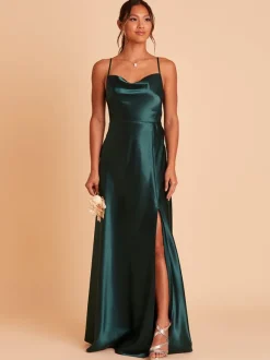 Bridesmaid Dresses Satin Fabric A-Line Floor-Length Wedding Party Dress