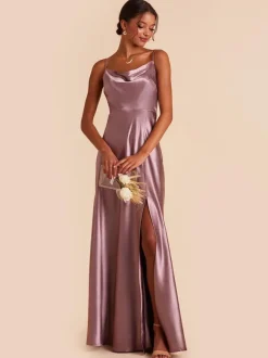 Bridesmaid Dresses Satin Fabric A-Line Floor-Length Wedding Party Dress