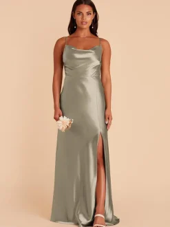 Bridesmaid Dresses Satin Fabric A-Line Floor-Length Wedding Party Dress