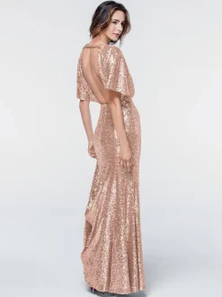 Bridesmaid Dresses Sequined Mermaid Floor-Length Formal Gowns