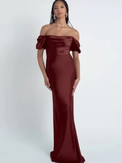 Bridesmaid Dresses Sheath Floor-Length Zipper Satin Fabric Formal Gowns