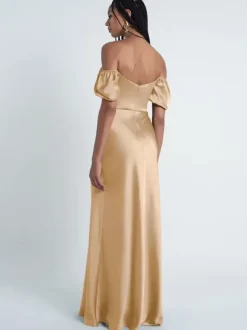 Bridesmaid Dresses Sheath Floor-Length Zipper Satin Fabric Formal Gowns