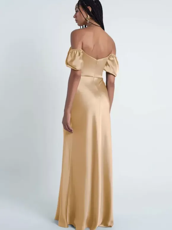 Bridesmaid Dresses Sheath Floor-Length Zipper Satin Fabric Formal Gowns