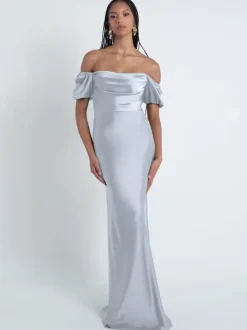 Bridesmaid Dresses Sheath Floor-Length Zipper Satin Fabric Formal Gowns