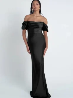 Bridesmaid Dresses Sheath Floor-Length Zipper Satin Fabric Formal Gowns
