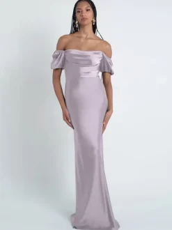 Bridesmaid Dresses Sheath Floor-Length Zipper Satin Fabric Formal Gowns