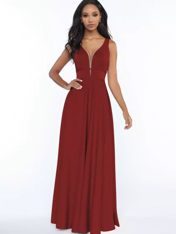 Bridesmaid Dresses Sleeveless Open Back A-Line Floor-Length Formal Gowns
