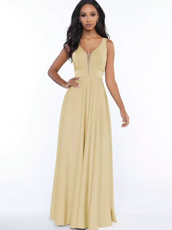 Bridesmaid Dresses Sleeveless Open Back A-Line Floor-Length Formal Gowns