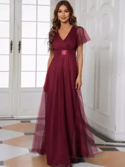 Bridesmaid Dresses Tulle A-Line Floor-Length Wedding Party Dress
