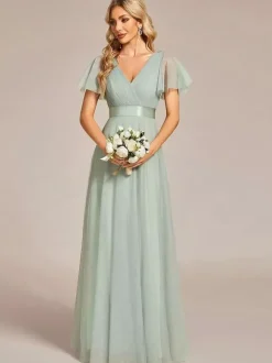 Bridesmaid Dresses Tulle A-Line Floor-Length Wedding Party Dress