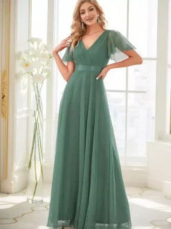 Bridesmaid Dresses Tulle A-Line Floor-Length Wedding Party Dress