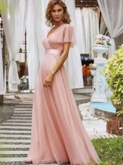 Bridesmaid Dresses Tulle A-Line Floor-Length Wedding Party Dress