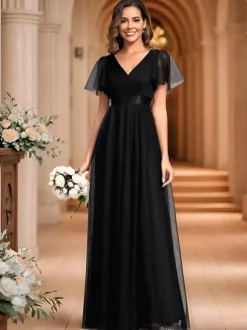 Bridesmaid Dresses Tulle A-Line Floor-Length Wedding Party Dress