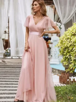 Bridesmaid Dresses Tulle A-Line Floor-Length Wedding Party Dress