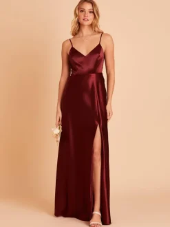 Bridesmaid Dress A-Line Floor-Length Backless Satin Fabric Wedding Party Dress