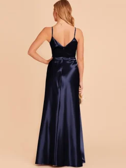 Bridesmaid Dress A-Line Floor-Length Backless Satin Fabric Wedding Party Dress