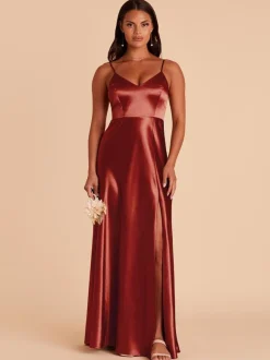Bridesmaid Dress A-Line Floor-Length Backless Satin Fabric Wedding Party Dress