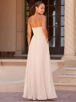 Bridesmaid Dress A-Line Floor-Length Zipper Chiffon Prom Dress Free Customization