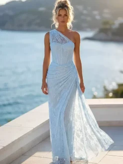 Bridesmaid Dress Ball Gown Floor-Length Lace Formal Gowns Wedding Guest Dress