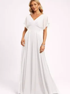 Bridesmaid Dress Ball Gown Floor-Length Zipper Chiffon Wedding Party Dress