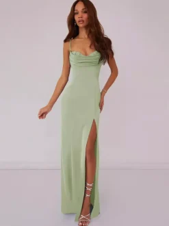 Bridesmaid Dress Ball Gown Floor-Length Lace-up Polyester Wedding Party Dress