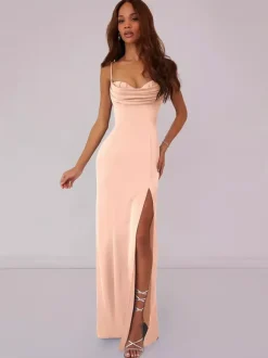 Bridesmaid Dress Ball Gown Floor-Length Lace-up Polyester Wedding Party Dress