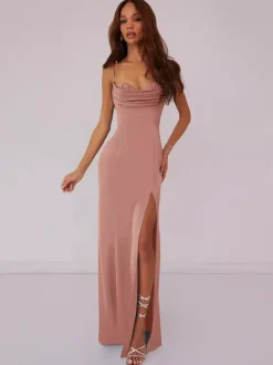 Bridesmaid Dress Ball Gown Floor-Length Lace-up Polyester Wedding Party Dress