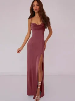 Bridesmaid Dress Ball Gown Floor-Length Lace-up Polyester Wedding Party Dress