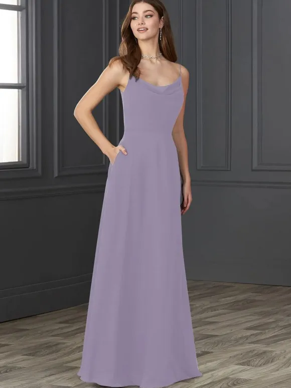 Bridesmaid Dress Chiffon A-Line Floor-Length Wedding Party Dress Free Customization