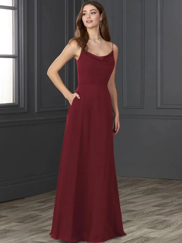 Bridesmaid Dress Chiffon A-Line Floor-Length Wedding Party Dress Free Customization