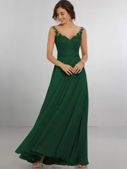 Bridesmaid Dress Chiffon A-Line Floor-Length Wedding Party Dress