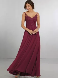 Bridesmaid Dress Chiffon A-Line Floor-Length Wedding Party Dress