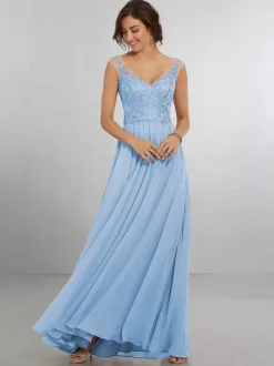 Bridesmaid Dress Chiffon A-Line Floor-Length Wedding Party Dress