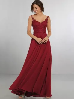 Bridesmaid Dress Chiffon A-Line Floor-Length Wedding Party Dress