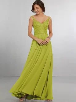 Bridesmaid Dress Chiffon A-Line Floor-Length Wedding Party Dress