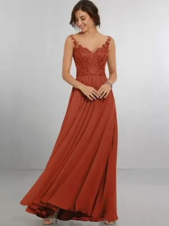 Bridesmaid Dress Chiffon A-Line Floor-Length Wedding Party Dress